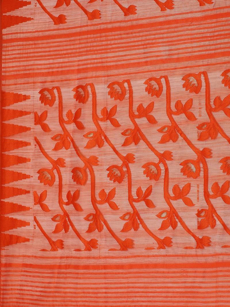 Orange Woven Design Jamdani Saree