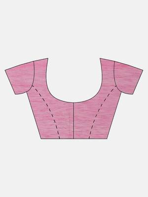 Pink & Blue Woven Design Jamdani Saree Without Blouse 5
