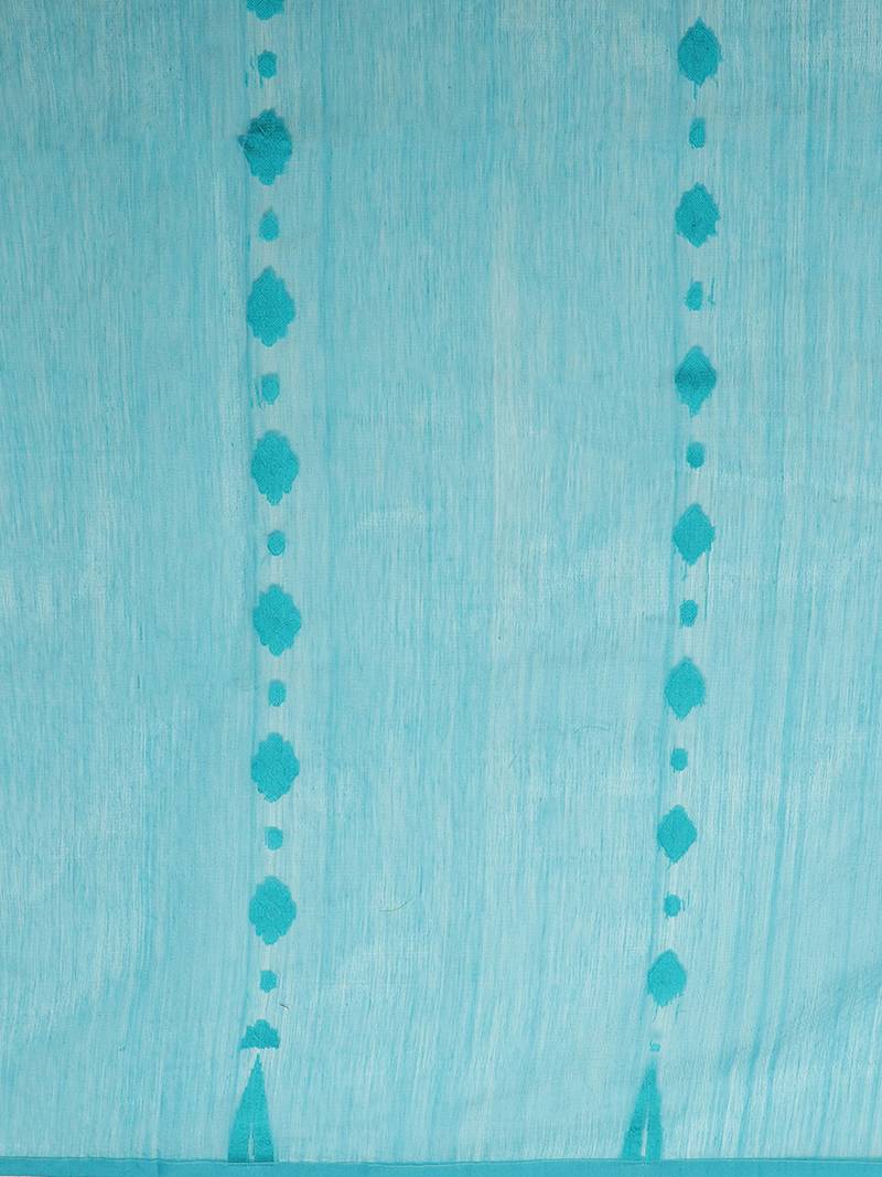 Blue & Green Woven Design Half & Half Dhakai Jamdani Saree