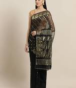 Black & Golden Woven Design Handloom Jamdani Saree