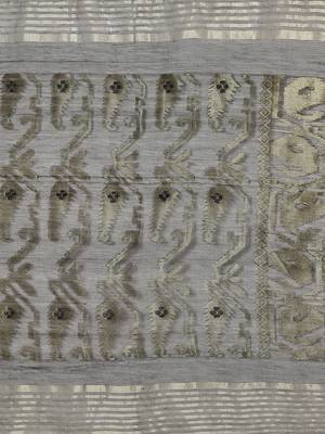 Black & Golden Woven Design Handloom Jamdani Saree 4
