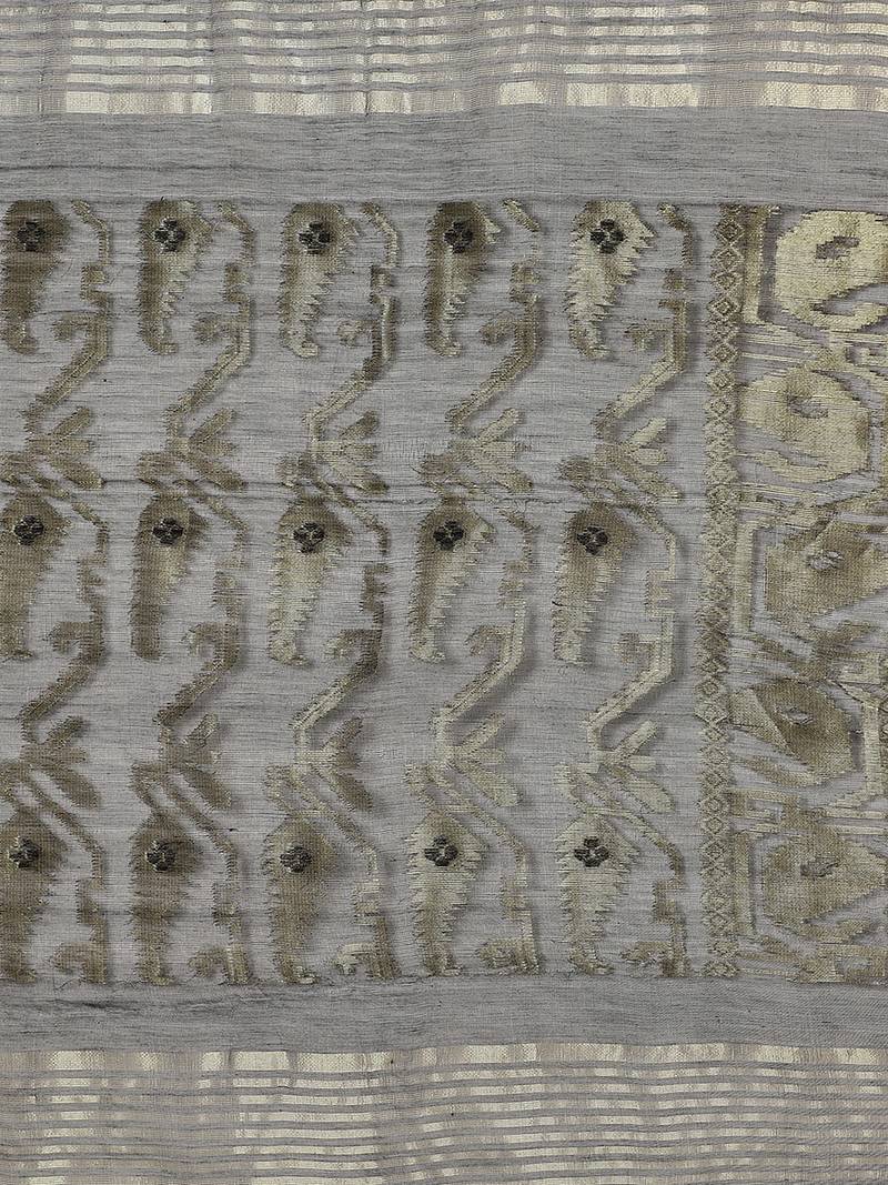 Black & Golden Woven Design Handloom Jamdani Saree