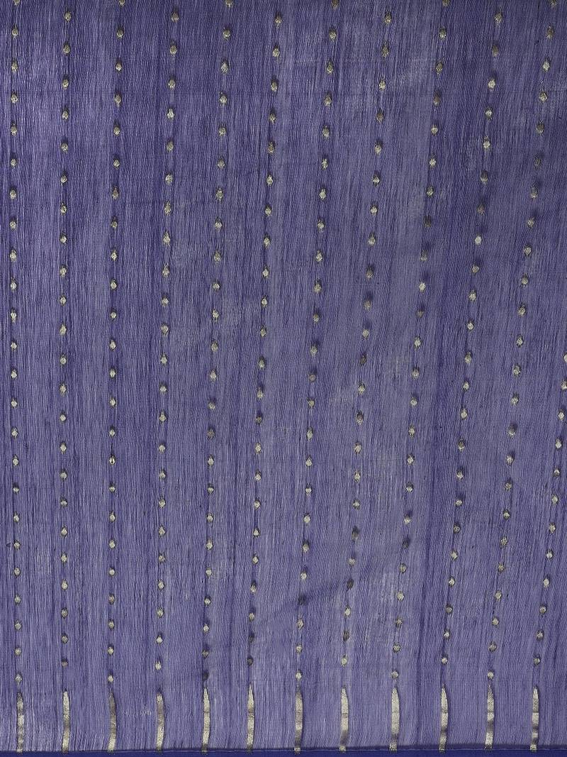 Navy Blue & Golden Zari Woven Design Jamdani Saree