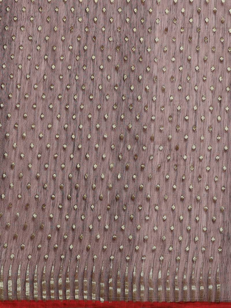 Burgundy & Golden Woven Design Dhakai Jamdani Saree