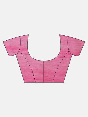 Pink & Golden Woven Design Dhakai Jamdani Saree 5