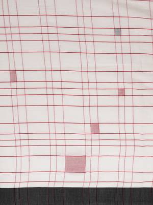 White & Red Handloom Checked Saree 3