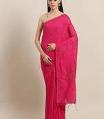 Pink Sequinned Handloom Saree