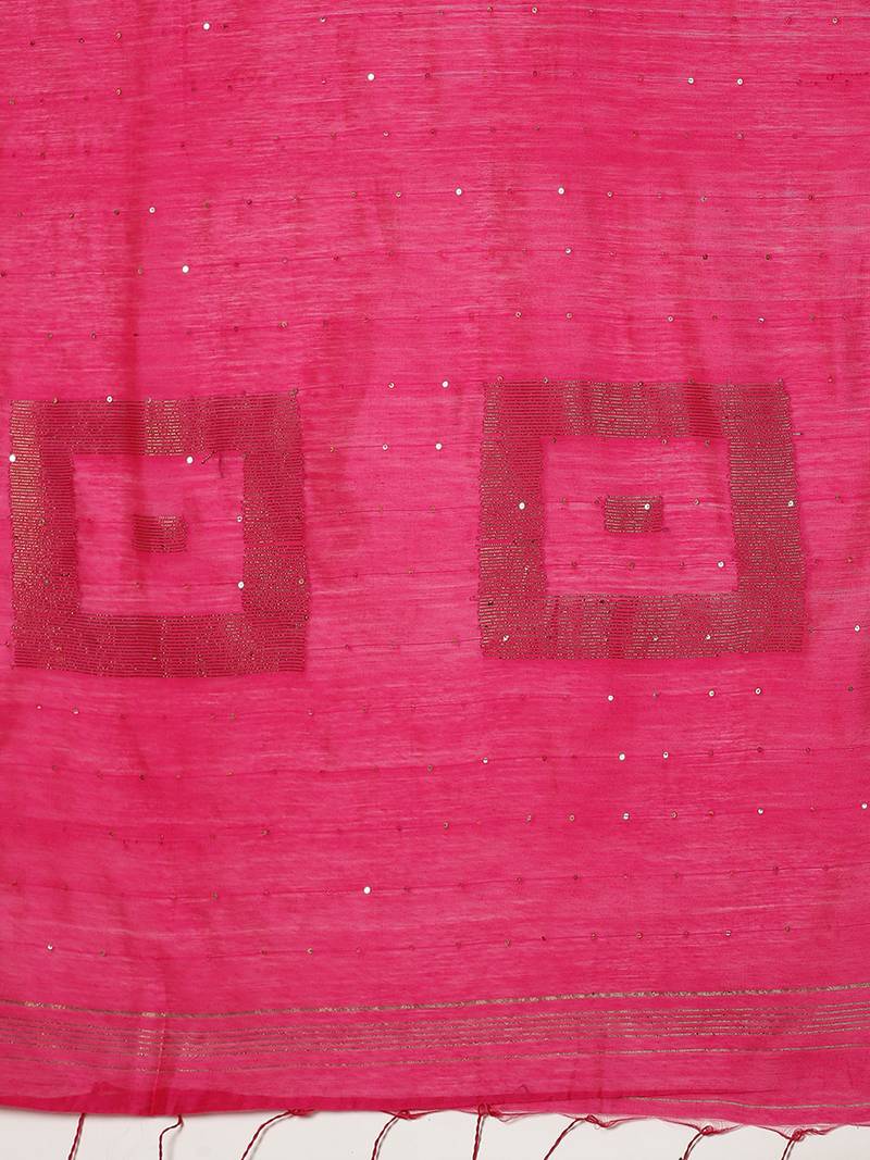 Pink Sequinned Handloom Saree