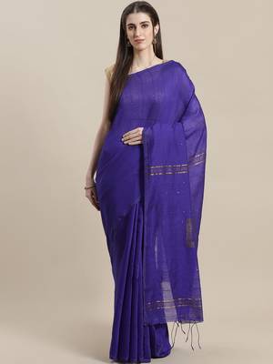 Blue Handloom Embellished Saree 1