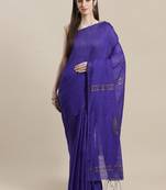 Blue Handloom Embellished Saree