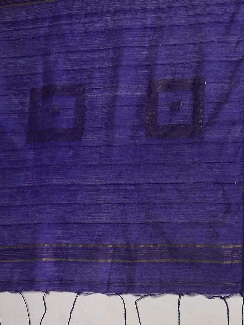 Blue Handloom Embellished Saree