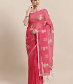 Pink & Golden Woven Design Handloom Saree