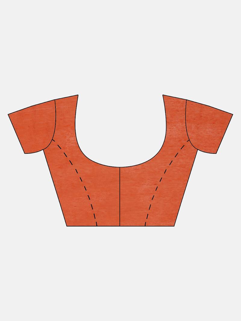 Orange & Golden Handloom Woven Design Saree