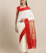 White & Red Woven Design art-silk-sarees