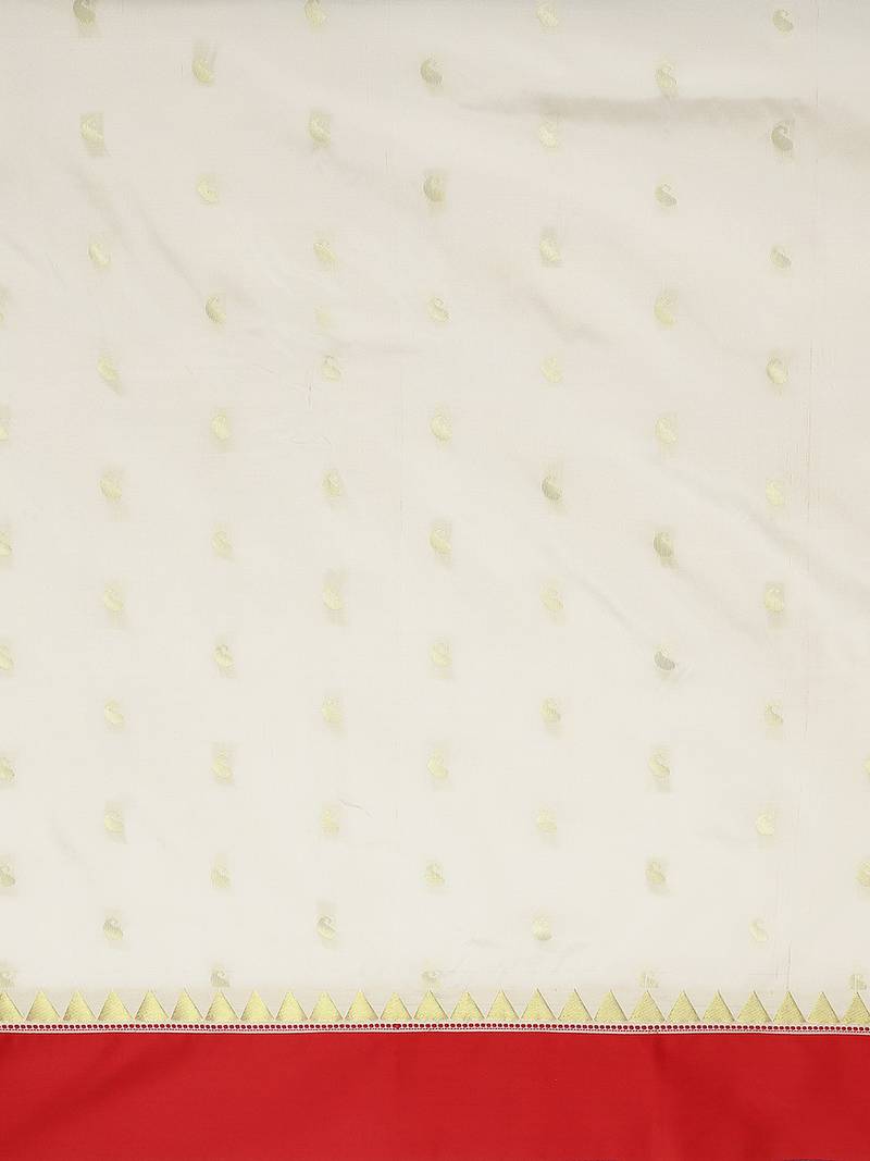 White & Red Woven Design art-silk-sarees
