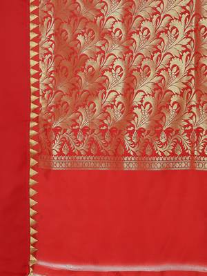 White & Red Woven Design art-silk-sarees 4
