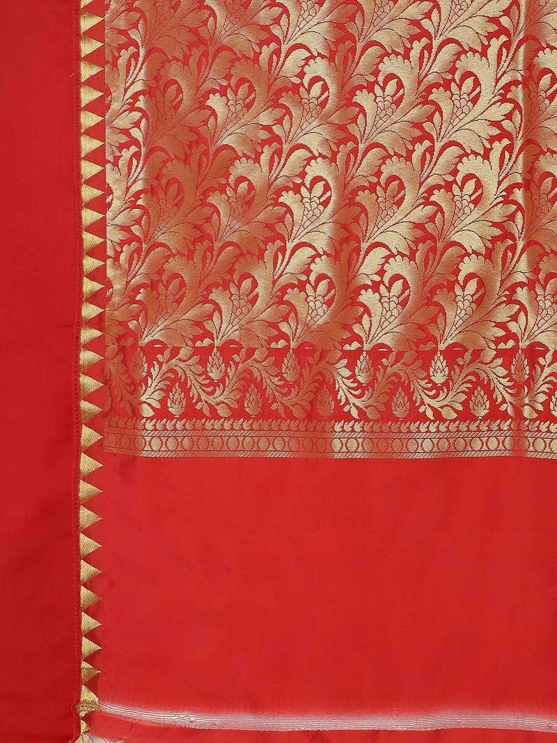 White & Red Woven Design art-silk-sarees