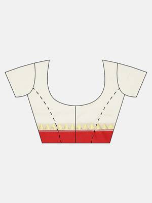 White & Red Woven Design art-silk-sarees 5