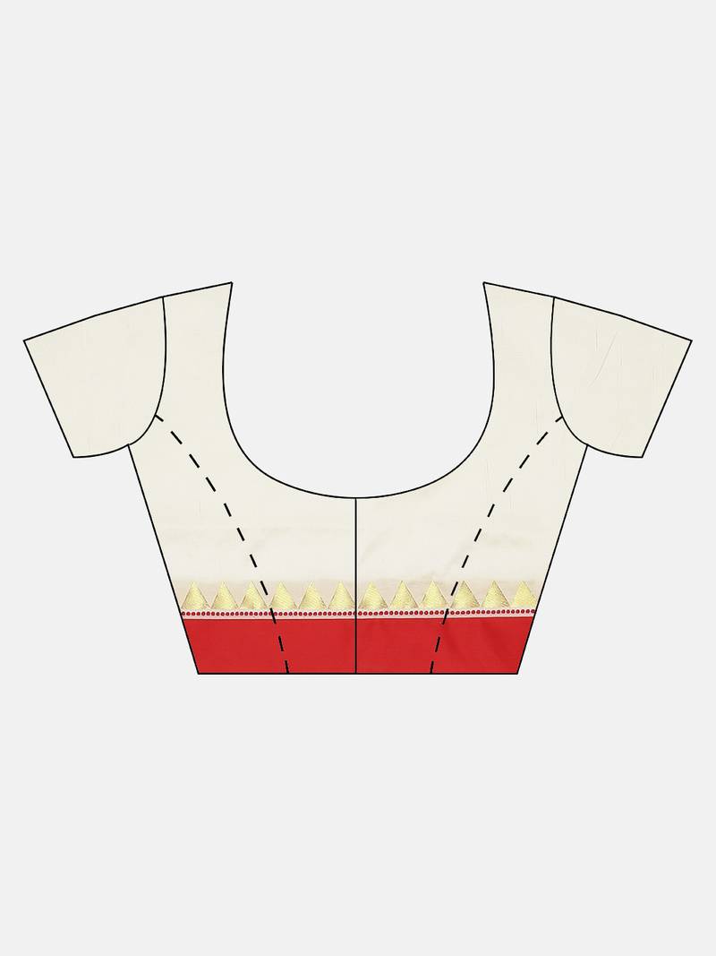 White & Red Woven Design art-silk-sarees