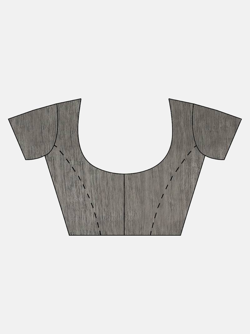 Charcoal Grey & Orange Woven Design Dhakai Jamdani Saree Without Blouse