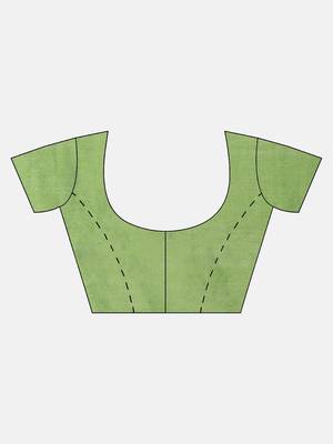 Navy Blue & Green Embroidered Handloom Saree 5