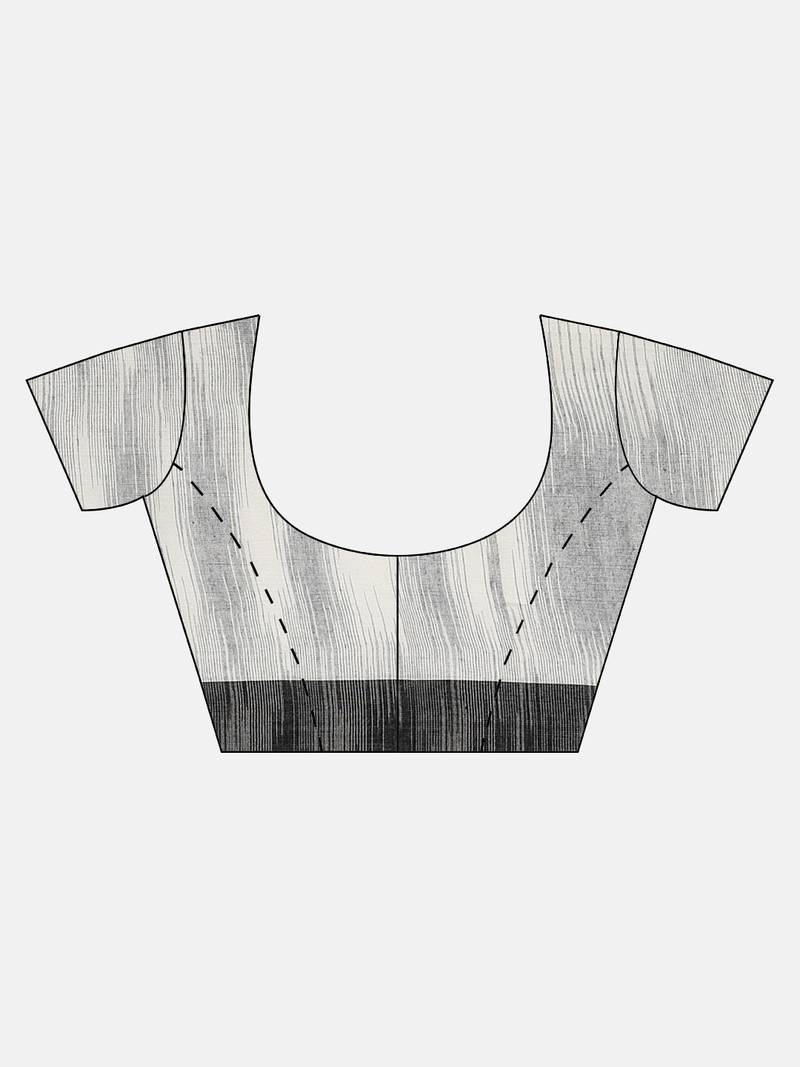 White & Black Handloom Woven Design Saree