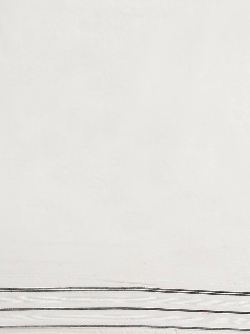 White & Black Woven Design Dhakai Jamdani Saree Without Blouse