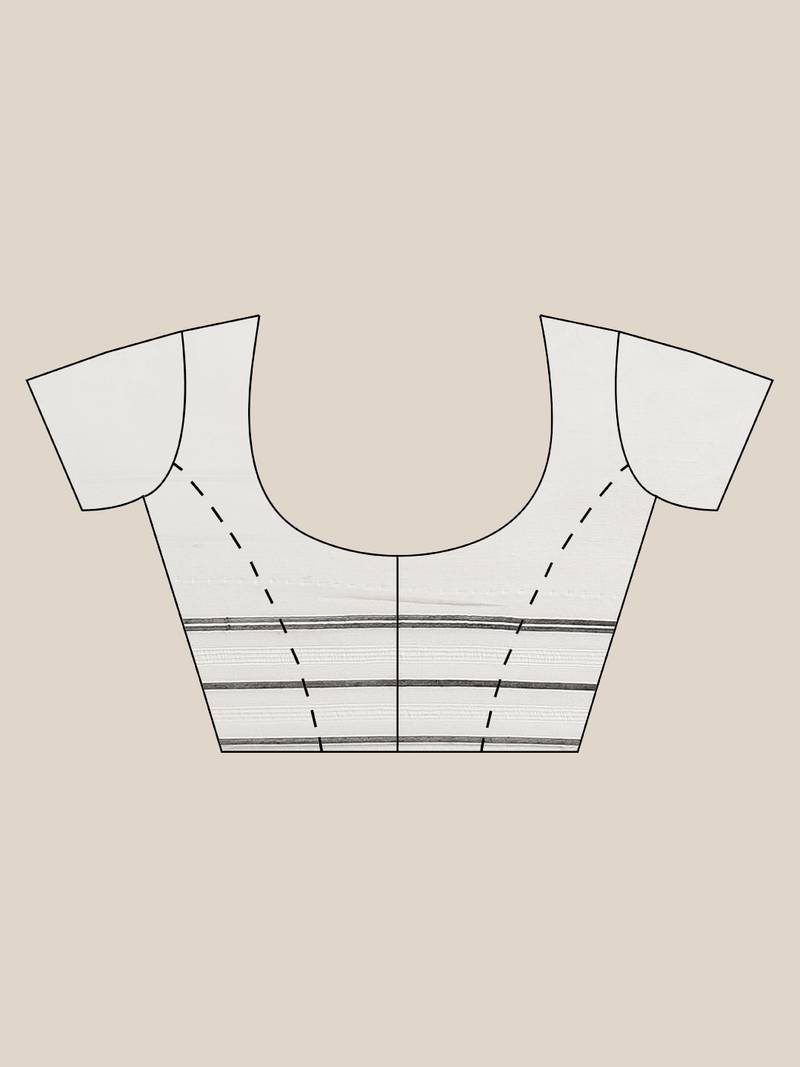 White & Black Woven Design Dhakai Jamdani Saree Without Blouse