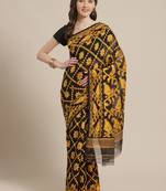 Black & Mustard Yellow Woven Design Dhakai Jamdani Saree Without Blouse