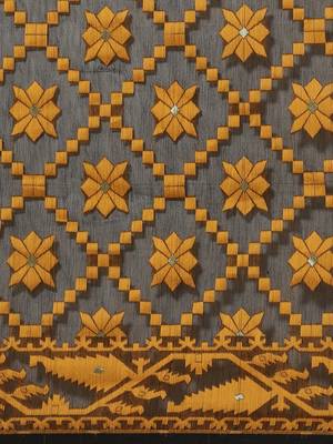 Black & Mustard Yellow Woven Design Dhakai Jamdani Saree Without Blouse 3