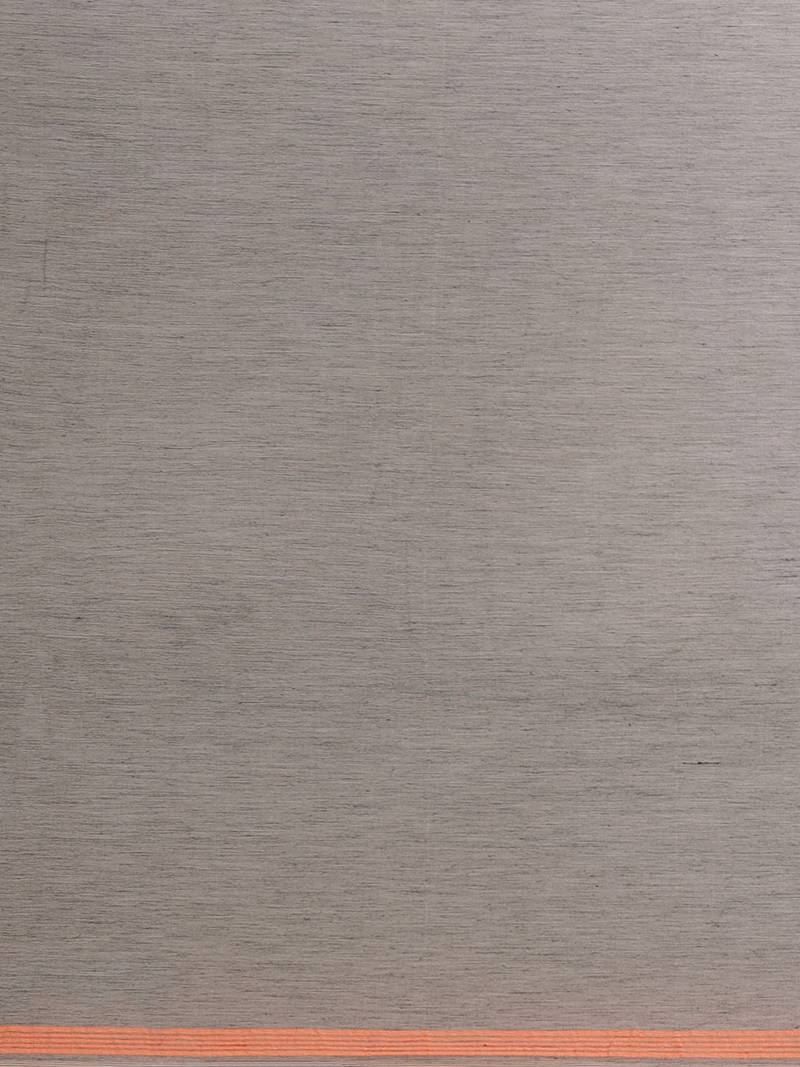 Charcoal Grey & Orange Woven Design Dhakai Jamdani Saree Without Blouse