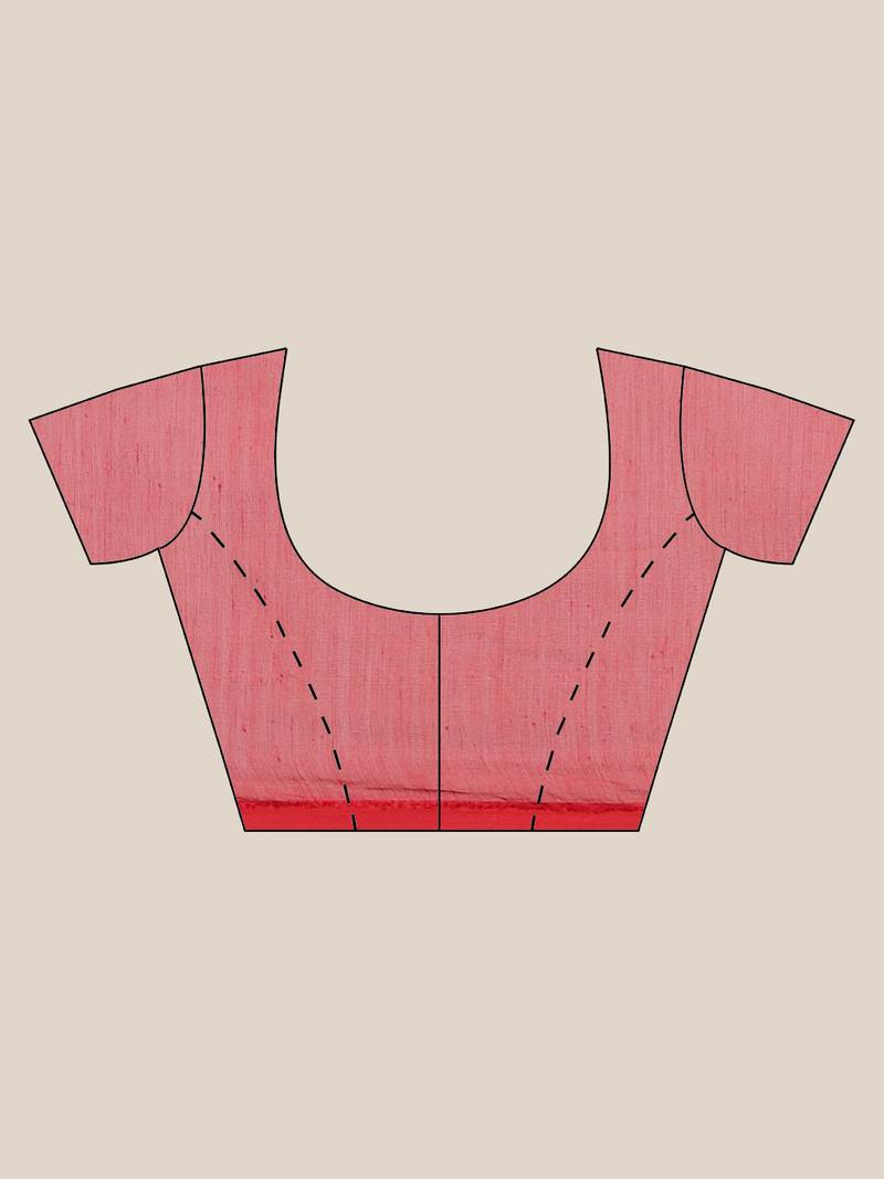 Red & Green Floral Woven Design Jamdani Saree Without Blouse