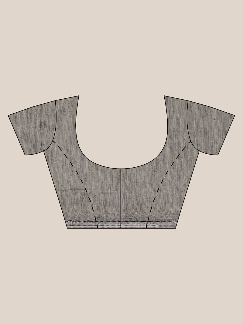 Grey & Pink Floral Woven Design Jamdani Saree Without Blouse