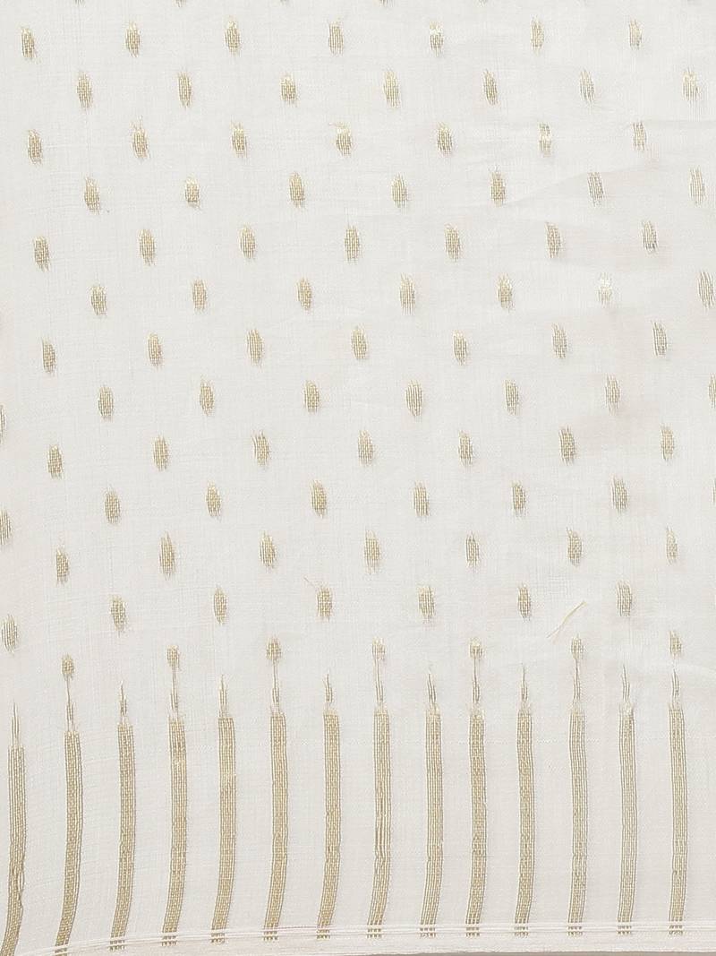 Off-White & Golden Woven Design Jamdani Saree