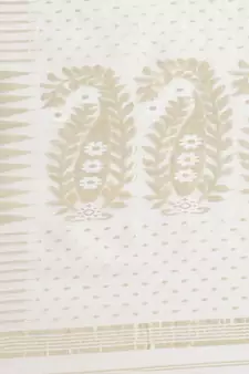 Off-White & Golden Woven Design Jamdani Saree