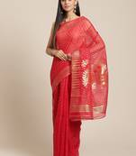 Red & Golden Woven Design Dhakai Jamdani Saree