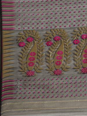 Black & Pink Woven Design Dhakai Jamdani Saree Without Blouse 4