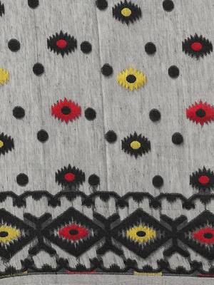 Grey & Yellow Woven Design Dhakai Jamdani Saree Without Blouse 3