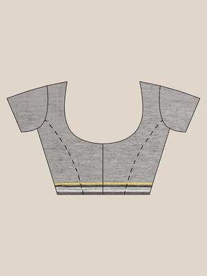 Grey & Yellow Woven Design Dhakai Jamdani Saree Without Blouse 6