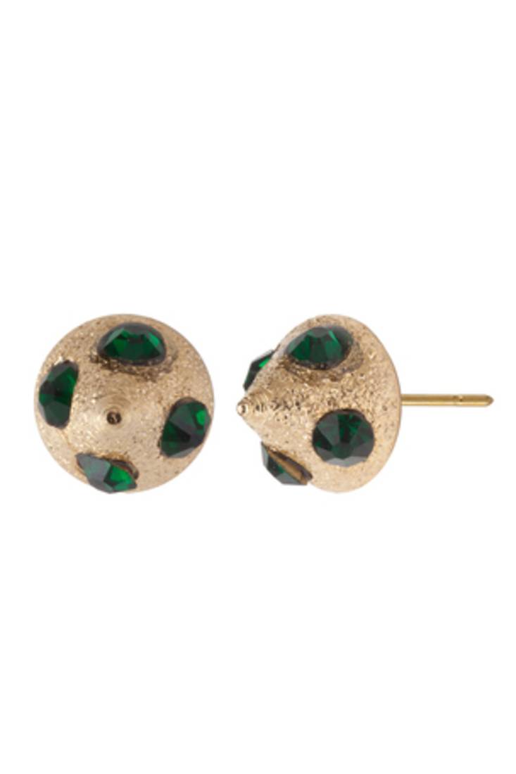 Adorable gold toned studs with green stones