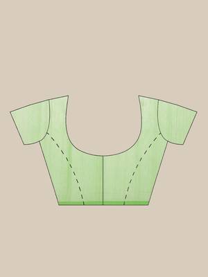Green & Golden Woven Design Jamdani Saree Without Blouse 6