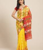 Yellow & Red Woven Design Jamdani Saree