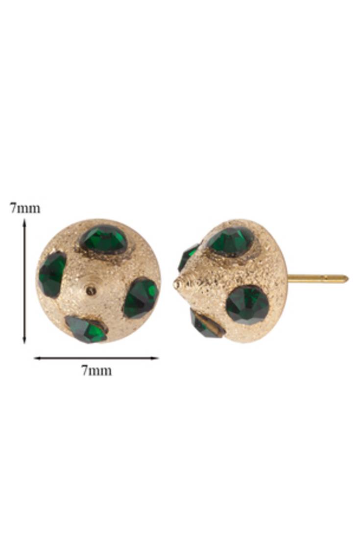 Adorable gold toned studs with green stones