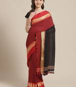 Green & Pink Pure Cotton Solid Bengal Handloom Saree