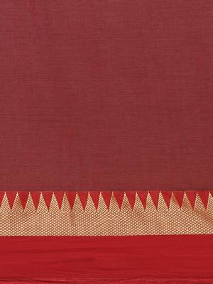 Green & Pink Pure Cotton Solid Bengal Handloom Saree 3