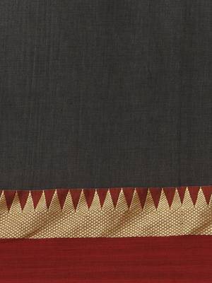 Green & Pink Pure Cotton Solid Bengal Handloom Saree 5