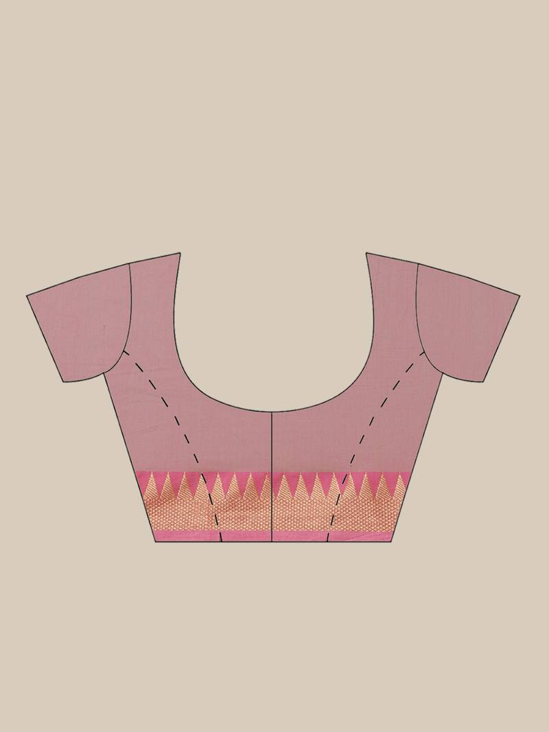 Green & Pink Pure Cotton Solid Bengal Handloom Saree