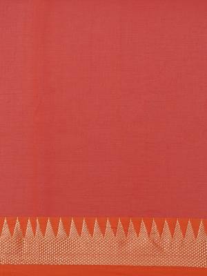 Pink & Orange Pure Cotton Solid Bengal Handloom Saree 5