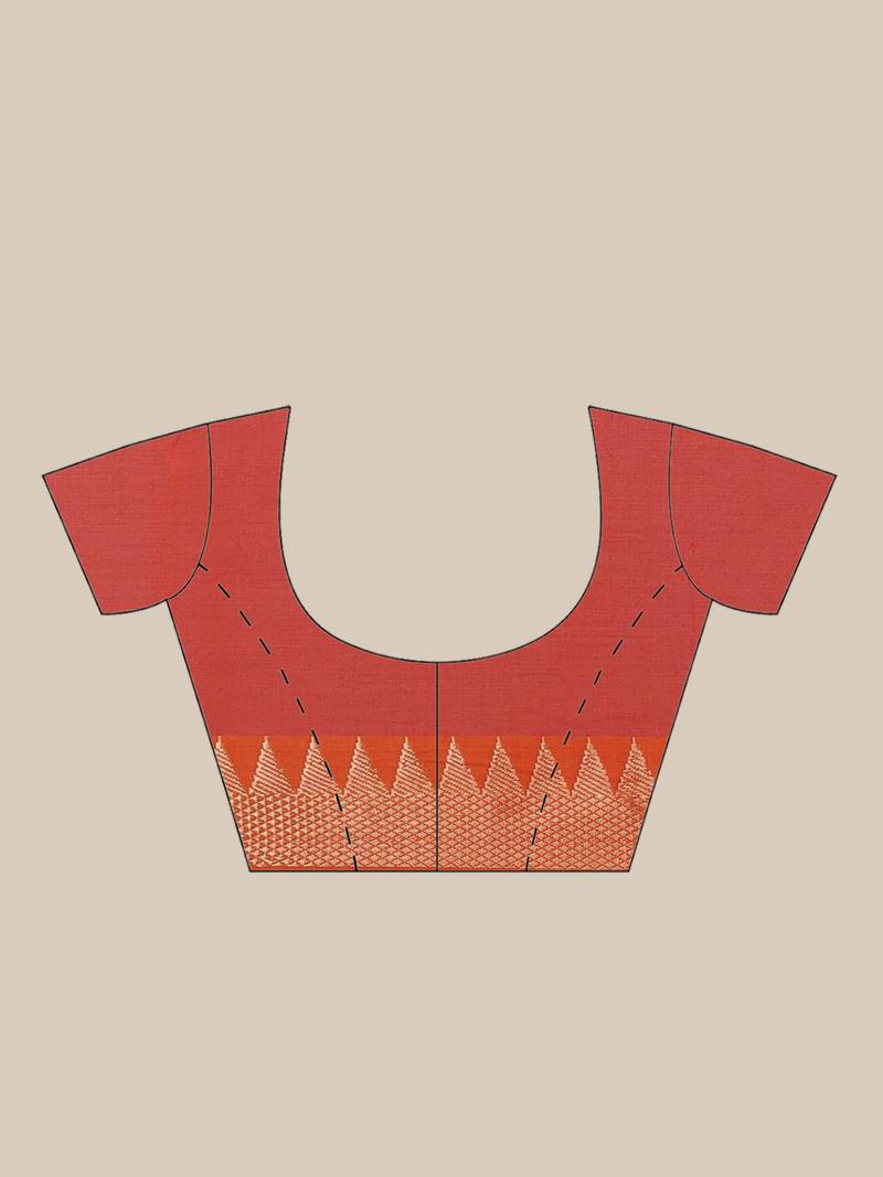 Pink & Orange Pure Cotton Solid Bengal Handloom Saree