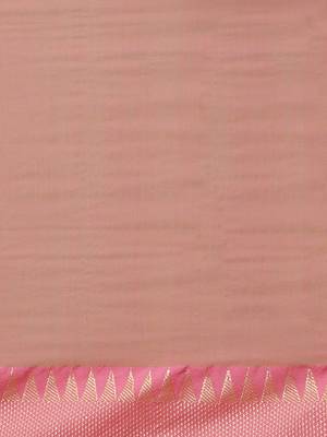 Green & Pink Pure Cotton Bengal Handloom Solid Saree 5